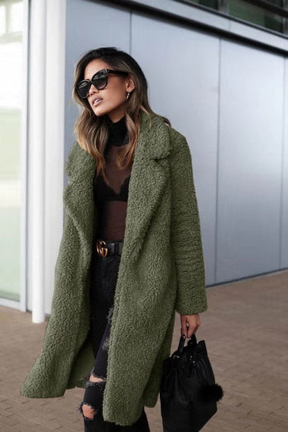 Long warm plush coat for women | Isla -8