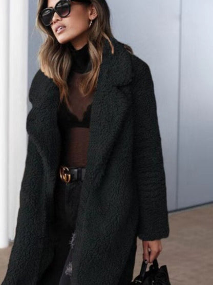 Long warm plush coat for women | Isla -3