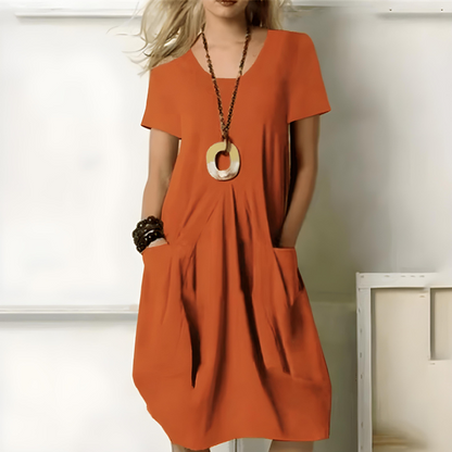 Cache-belly cotton dress for women | Marlene -3