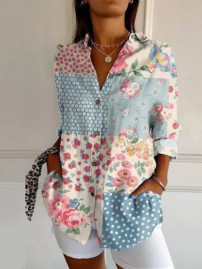 Button-up floral print shirt for women | Myrtille -3