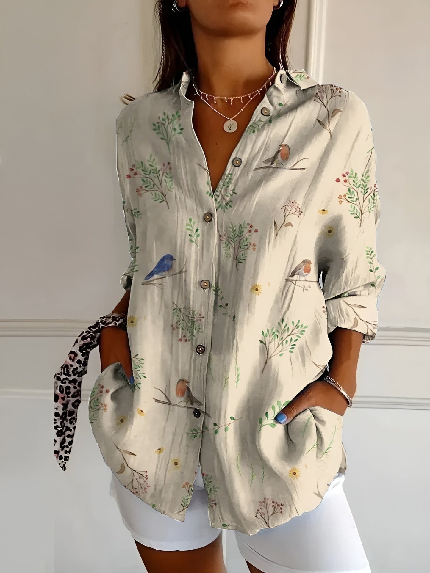 Button-up floral print shirt for women | Myrtille -5