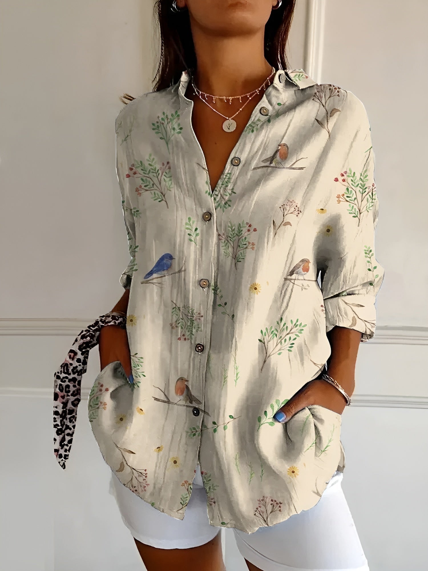 Button-up floral print shirt for women | Myrtille -5
