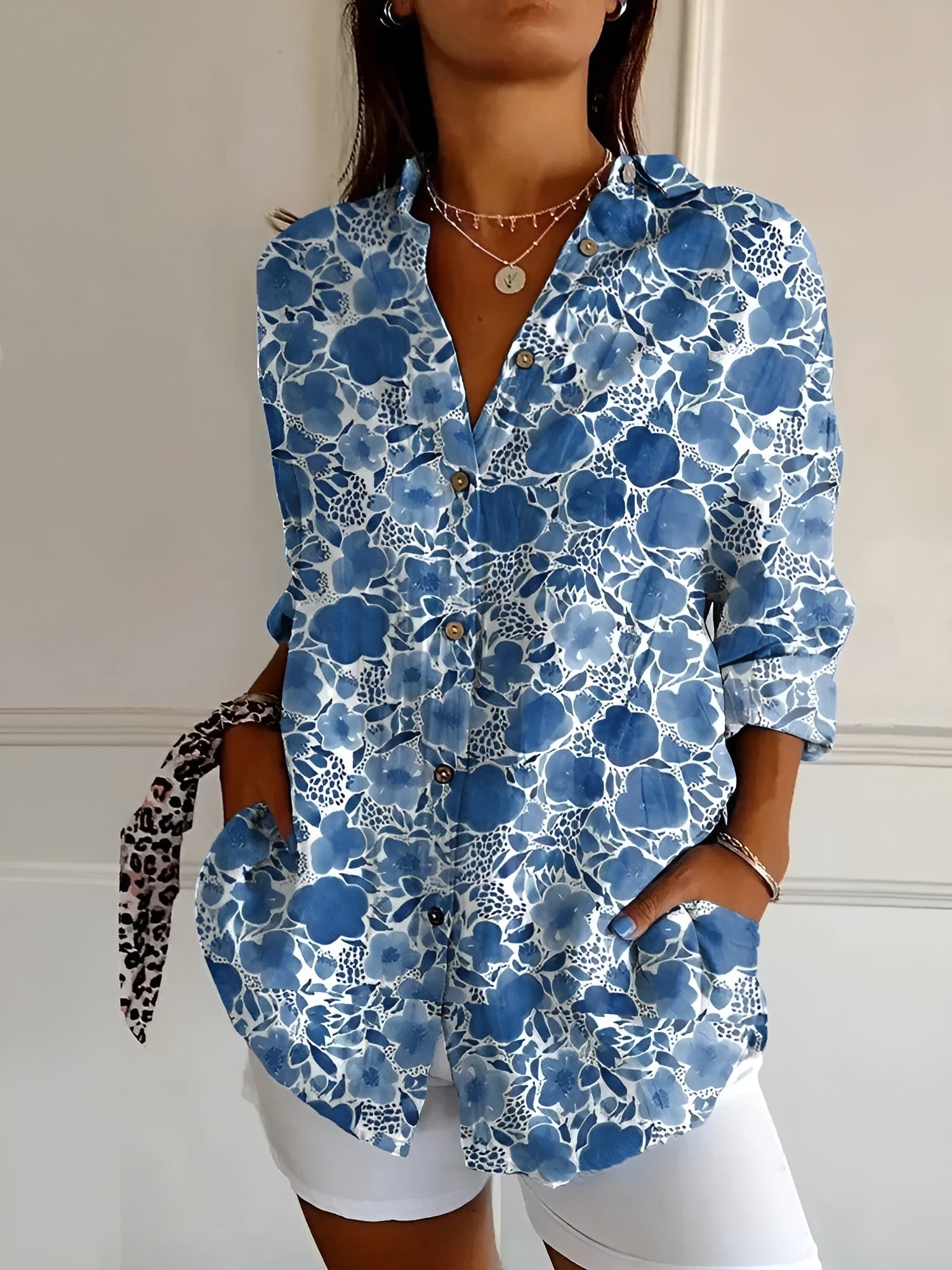 Button-up floral print shirt for women | Myrtille -6