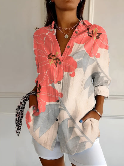 Button-up floral print shirt for women | Myrtille -7