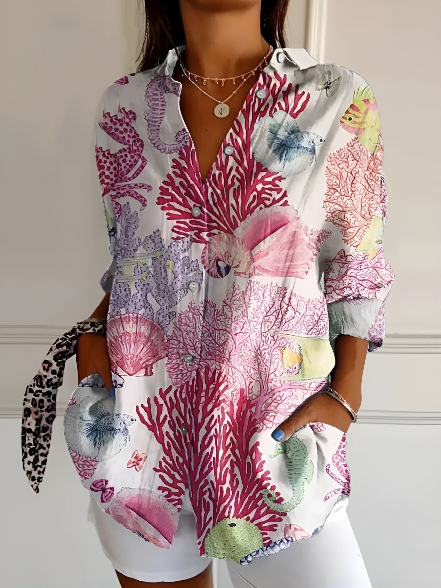 Button-up floral print shirt for women | Myrtille -4