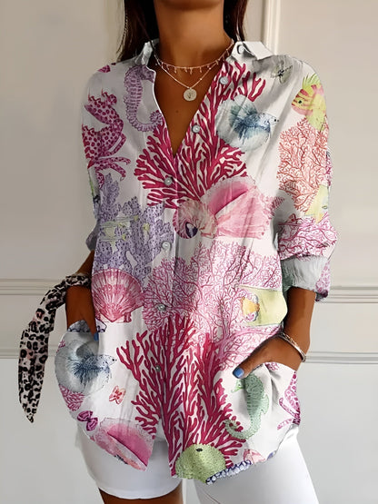 Button-up floral print shirt for women | Myrtille -4