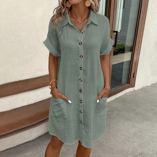 Elegant short-sleeve dress for women | Alina -1
