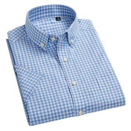 Button-up checked classic no sales shirt for men | Quentin -2