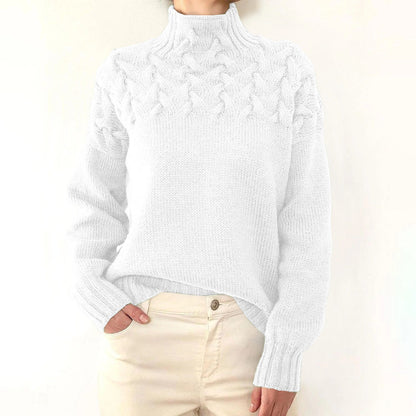 Sweater elegant knit cable-knit turtleneck for women | Ameliane -10