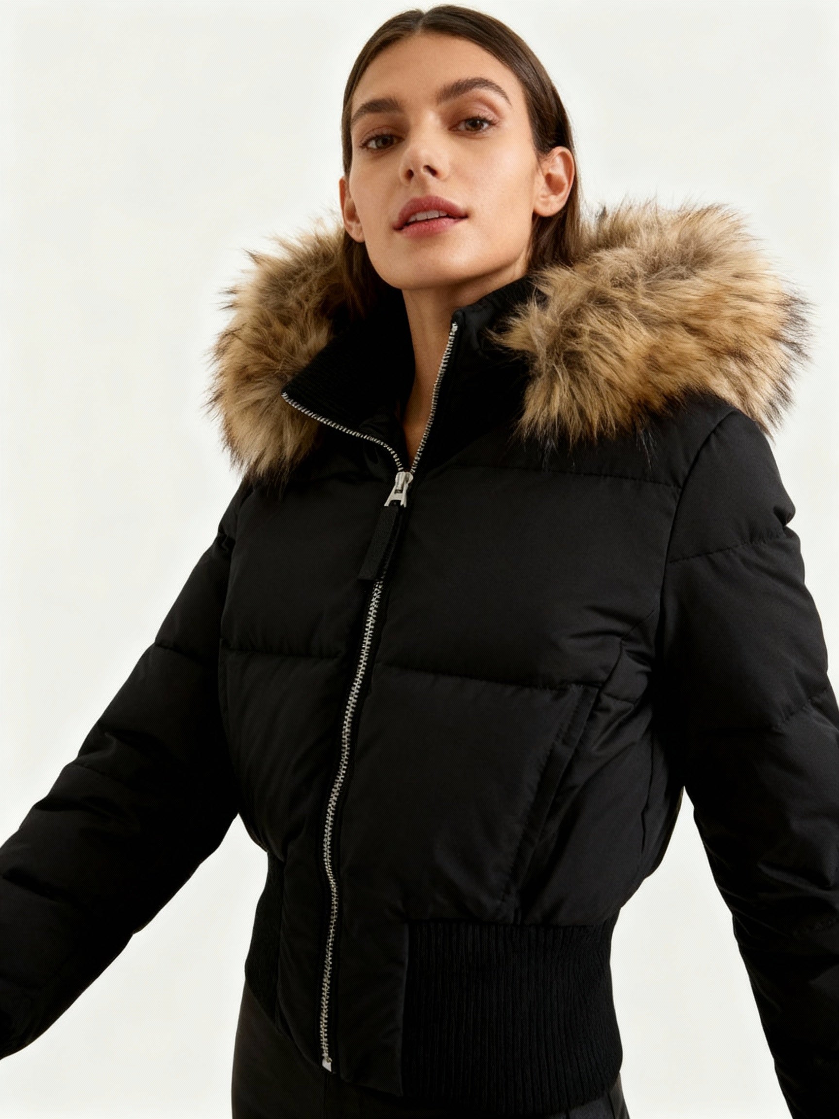 Quilted winter detachable hood jacket for women | Elowen -6