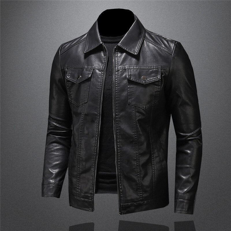 Faux leather style biker jacket for men | Dario -4