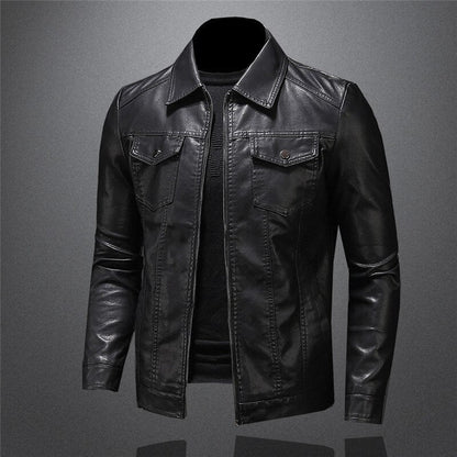 Faux leather style biker jacket for men | Dario -4