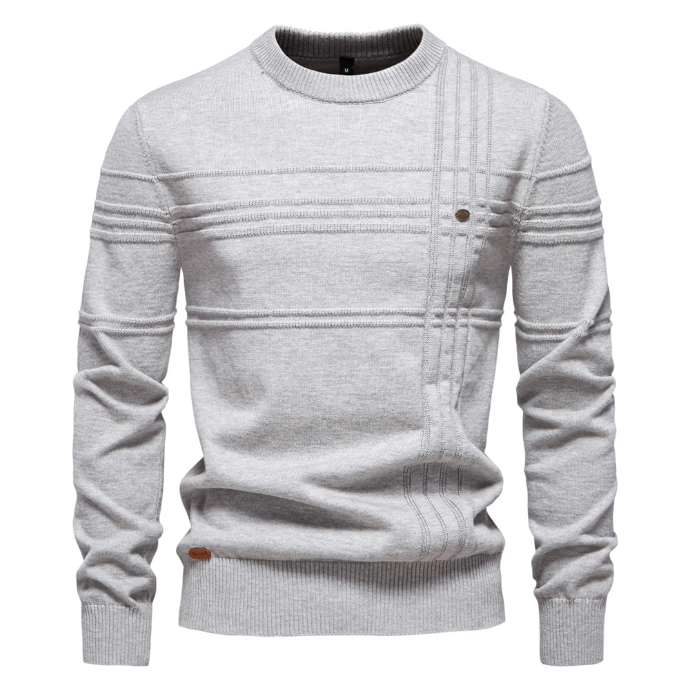Crew neck cotton solid sweater for men | Adrien -2
