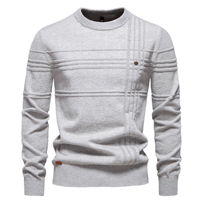 Crew neck cotton solid sweater for men | Adrien -2