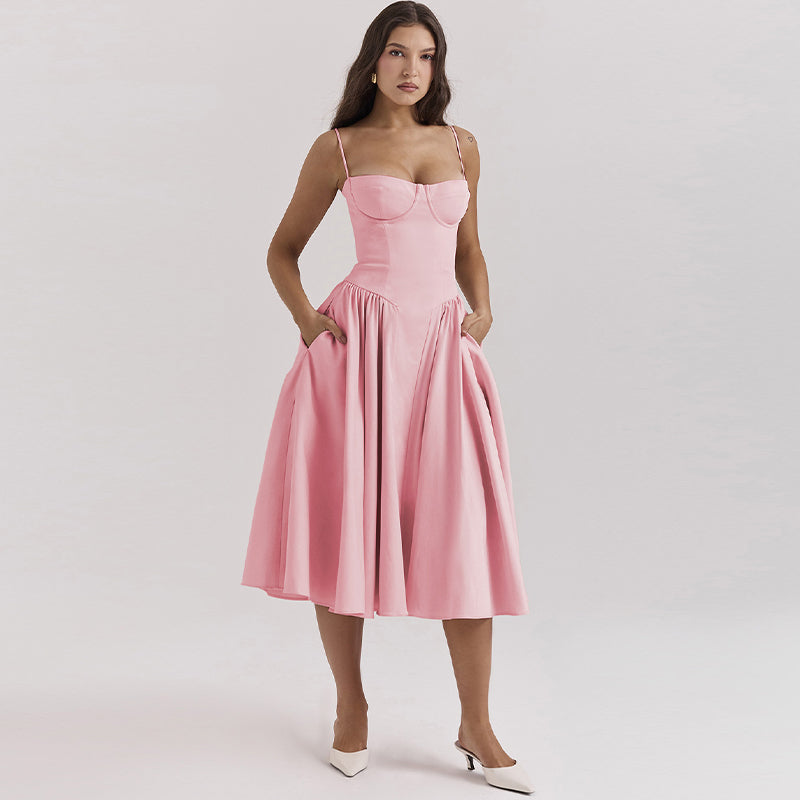 Pleated vintage charm dress for women | Bella -3