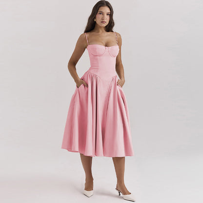 Pleated vintage charm dress for women | Bella -3